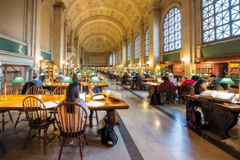 Bates Hall, the reading room at the Boston Public Library, 2017