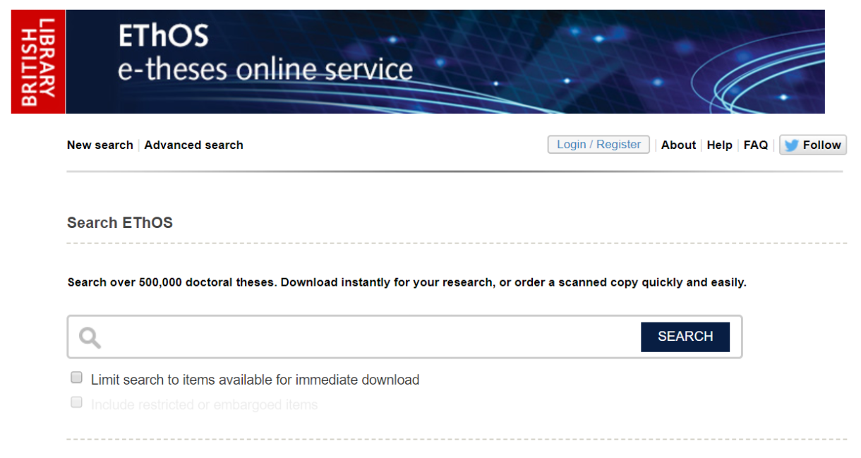 The British Library EThOS (the UK database of all PhD theses) @EThOSBL | bluesyemre