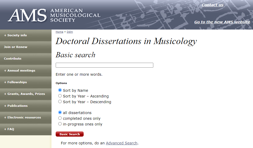 ams doctoral dissertations in musicology